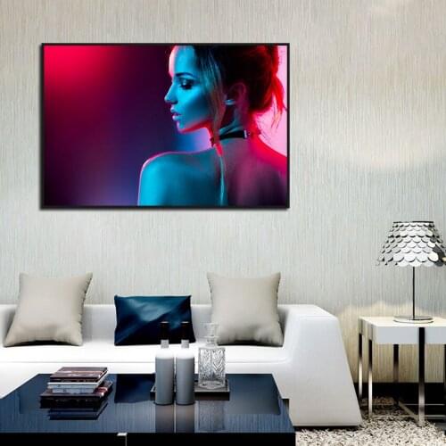 Beautiful Sexy Women Portrait Red Light Canvas Painting Wall Art Picture Posters Print Wallpaper Living Room Bedroom Decoration