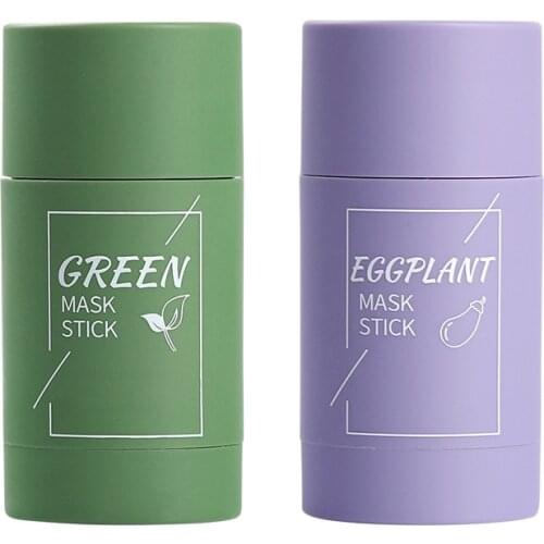 Green Tea Stick Mask Stick Oil Control Eggplant Acne Cleansing Mask Face Skin Care Moisturizing Blackhead Fine Pores Mud