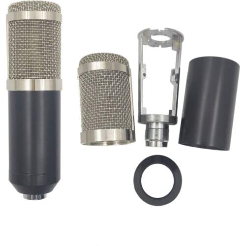 Black silver 16cm Metal Mic phone Body Condenser Microphone Case Cardioid Microphone DIY Accessories
