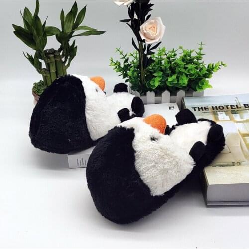 Cute penguin indoor warm custom fur slippers timber land shoes Custom slippers Home House Slipper Children men women winter