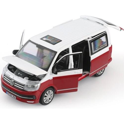 1:32 Alloy T6 Multivan Mpv Simulation Model Toy Car Alloy Pull Back Children Genuine License Collection Gift Off-road Vehicle