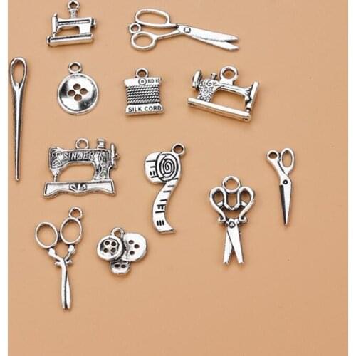 Fashion Mixed Alloy Charms Antique Silver Color Scissors Pendants Jewelry Findings For DIY Handmade Jewelry Making