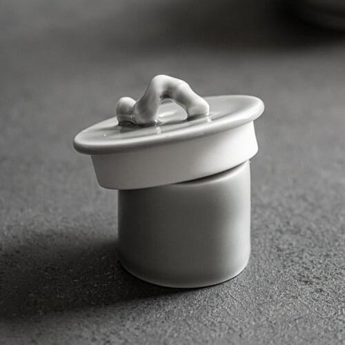 Ceramic Cover Set Japanese Style Handmade Ice Gray Glaze Cover Set Tureen Teapot Top Lid Holder Kung Fu Tea Utensils Tools