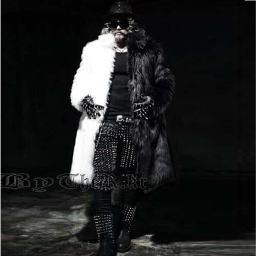 New Men Fur Coat Winter Plus Size Faux Fur Coat Men Punk Parka Jackets Full Length Leather Overcoats Long Fur Coat Man