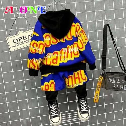 Autumn Spring boys set kids Sweater shirt+pants 2 pcs set baby suit for children ins activewea fashion letter 2-10 yrs