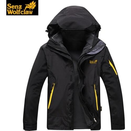 Autumn winter Fleece Liner Hiking Jacket mens outdoor windproof thick Parka waterproof Hooded coat Windbreaker trekking Outwear