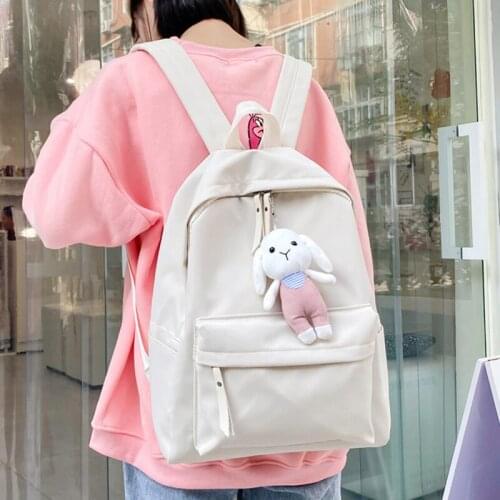 Casual Nylon School Bag For Teenage Girl Shoulder Travel Bag Solid Color Female Student Bookbag Fashion Women Backpack