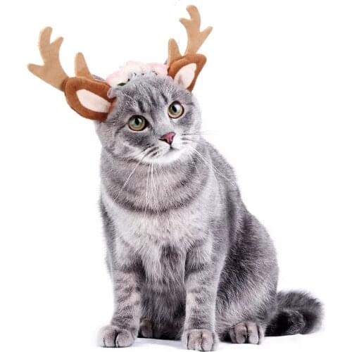 Dogs Cat Reindeer Headband Cap For Cat Xmas Costume Hair Decor Pet Elk Antlers Cute Hats Puppy Deer Horns Caps Headdress 10E
