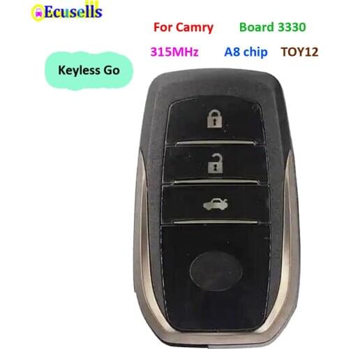 3 Button Smart Keyless Go Remote Key Fob for Toyota Prado 315MHz ​A8 Chip Board 3330 TOY12 Blade