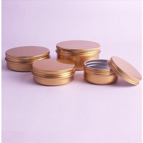 300pcs 50g 60g 100g gold empty round aluminum metal tin cans cosmetic cream DIY jar tea gold Aluminum Pot NO341