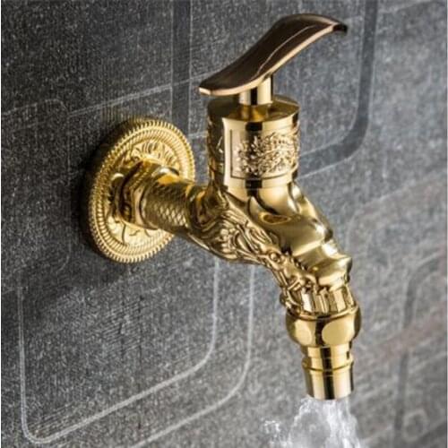 Carved Wall Bottle Tap Bibcock Zinc Alloy Retro Tap Decorative Outdoor Garden Faucet Washing Machine Mop Tap