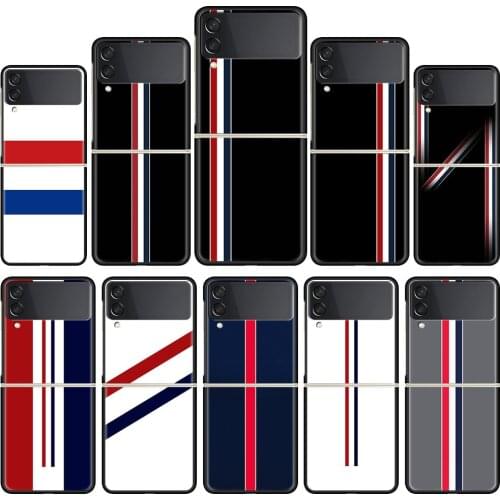 Luxury Brand Line PC Phone Case for Samsung Z Flip 3 Hard Plastic Smart Casing Fundas for Galaxy Z Flip 5G Cover Caso Coque Bag
