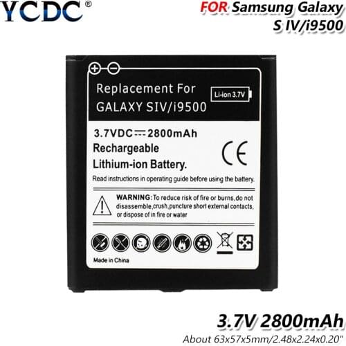 Mobile Phone 3.7V 2800mAh Lithium Battery For Samsung Galaxy S4 I9500 I9505 L720 Generic 3.7V 2800mAh Battery