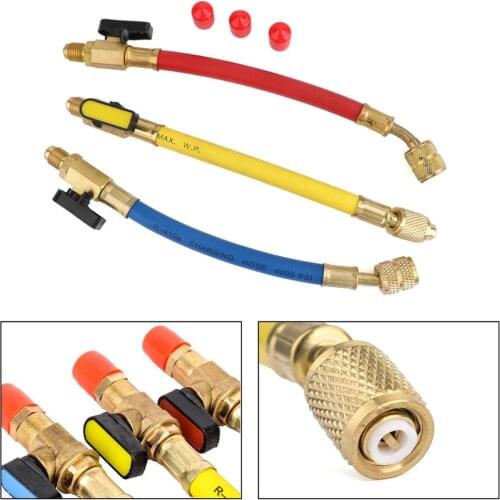 Areyourshop3x Manifold Gauge A/C Refrigeration Charging Hoses For R134a R410a Refrigerator Repair Accessories
