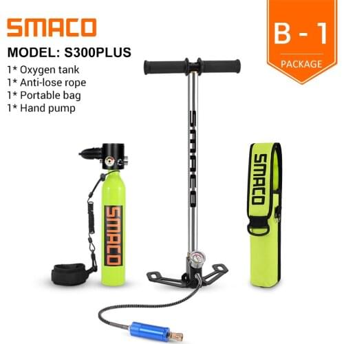 SMACO S300Plus Mini Scuba Diving Tank Equipment Cylinder with 10 Minutes Capability 0.5 Litre Capacity with Refillable Design