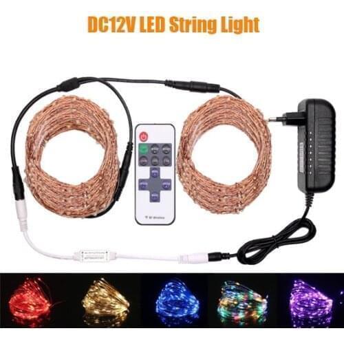 DC12V LED String Light 10M 20M 30M 40M 50M 60M 80M 100M Copper Wire Fairy Christmas Holiday Decoration with Power and Remote