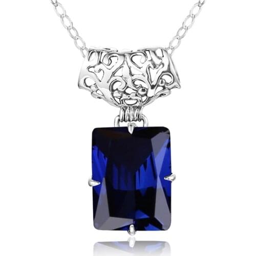 Szjinao 925 sterling silver necklace pendant Blue Sapphire Women Pendants Necklace Party Female Jewellery Without Chain Hot