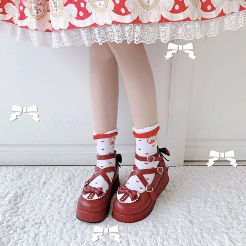 Vintage Women Platform Jk Loli Mary Jane Student Goth Ladies Lolita Punk Gothic Sweet Girls Cosplay Anime Kawaii Bow Pumps 5.5cm