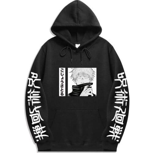 Japanese Anime Jujutsu Kaisen Hoodies Graphic Hoodie Winter Warm Cartoon Streetwear Harajuku Yuji Itadori Sweatshirts Male