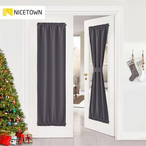 Blackout Rod Pocket Door Panel for French Door Sliding Glass Door Curtain One Panel Room Darkening Including Bonus Tiebacks
