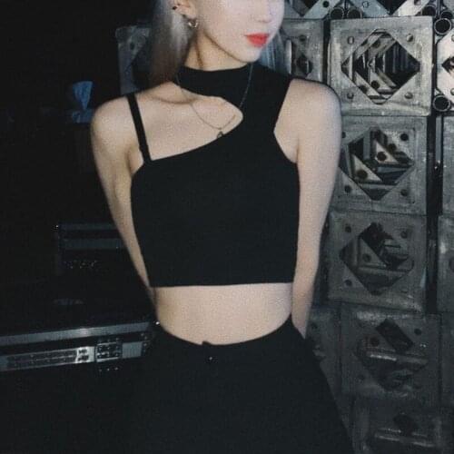 Female Short Vest Solid Color O-Neck Sleeveless Crop Tops Hollow Out Camisole for Adults Womens Tanks Tees Fashion Clothes Y2k