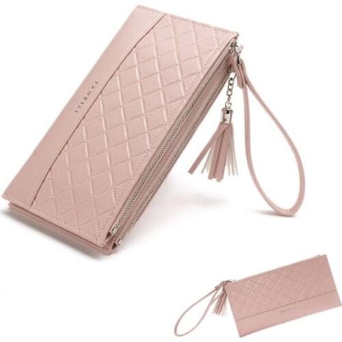 Wallet Women Fashion Mid-Length Rhombic Zipper Clutch New Ladies Coin Purse Women Passport Mini Key Chain Multi-Card Card Holder