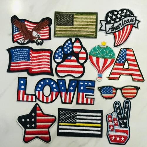 1PCS America Style Embroidery Iron On Applique Sewing Supplies For DIY Apparel Clothes Decor Star Sunglasses Fabric Patch
