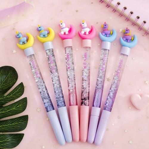 1 Pcs Unicorn Gel Pen 0.38mm Kawaii Stationery Novelty Cute Pens Student Gel Pens Black Writing Pen Kawaii School Supplies