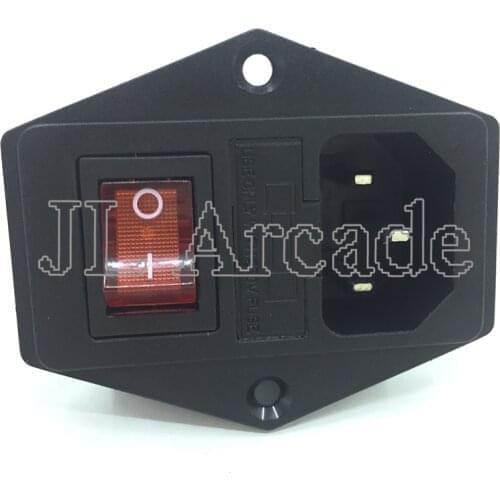 10Pc ON/OFF Switch Socket With Female Plug For Power Supply Cord Arcade Machine IO Switch With Fuse 3 Pin IEC320 C14 Plug
