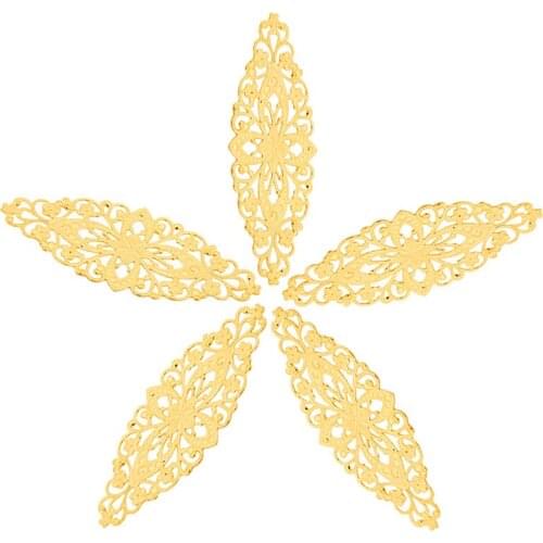 10pcs/lot 80x35mm Gold Color Flower Motif Jewelry Accessories Oval Carved Pieces Motif for DIY Fashion Jewelry Findings