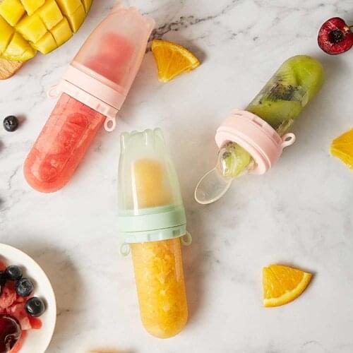 2 In1 Baby Fruit Pacifier Feeder + Silicone Squeeze Spoon Baby Food Feeder Feeding Lollipop Nipple Nipples Teat Pacifier Bottle