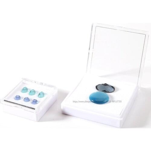 Wholesale 20pcs White and Clear Diamond Display Box Plastic Gemstone Case Gem Box Stone Holder Jewelry Storage Organizer