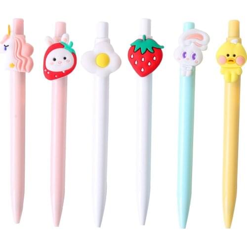 24 Pcs wholesale South Korea meng wu Cute Ins Girl Heart Pressing Ballpoint Pen Black Student Creative Pen Wholesale