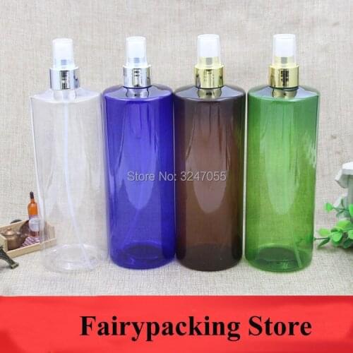 5/10pcs 500ML Big Size Plastic Cosmetic Fine Mist Liquid Atomizer,Empty Blue/Brown/Clear/Green Bottle n Gold/Silver Spray Nozzle