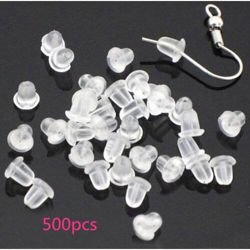 500pcs/lot Clear Soft Silicone Rubber Earring Backs Safety Bullet Stopper Rubber Jewelry Accessories DIY Parts Ear Plugging