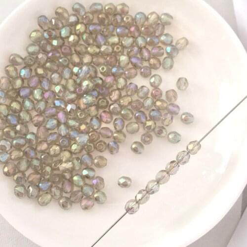 AB Color-plated glitter rainbow glass Pumpkin pink Czech spacer Beads Accessories for Making Jewelry 4mm 50pcs