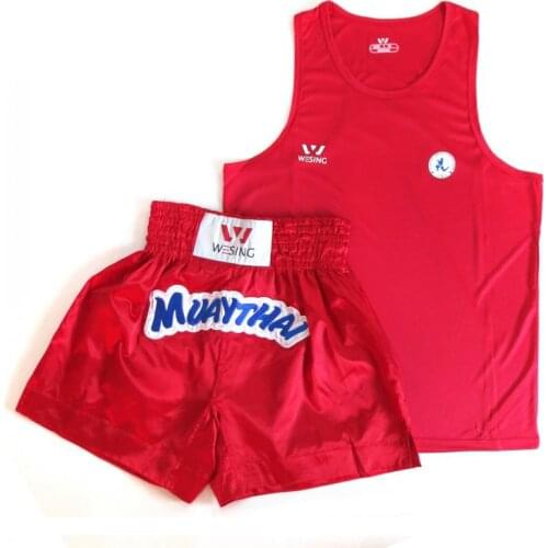 Wesing Pro Boxing Uniforms MMA Sanda Muay Thai Shorts T Shirts Sleeveless Kicking Martial Arts Grappling Boxer Training Clothes