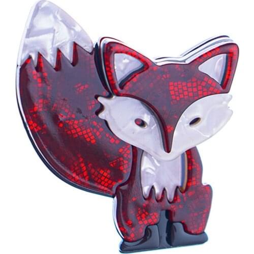 Lovely Red Fox Brooches For Women Men Resin Acetate Fiber Animals Brooch For Party Gifts Accessories Scarf Hat Bag Corsage Pins