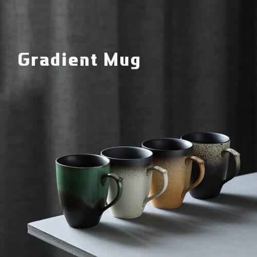Gradient Color Tea Cup Ceramic Coffee Cup Simple Modern Big Capacity Milk Mug Cafe Restaurant Hotel Kitchen Accessories 2021