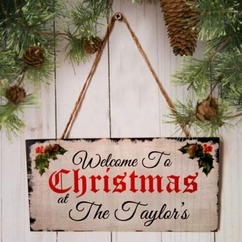 Wooden Christmas Big Modern Door Sign Home Outdoor Decoration Tags Ornaments DIY Xmas Tree Wishes Labels