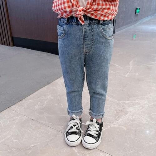 Kids Jeans Letter Pattern Jeans Baby Spring Autumn Jeans Girls Casual Style Girls Clothes