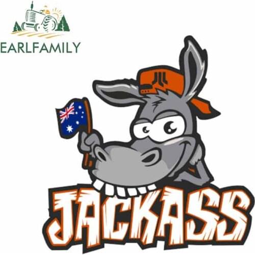 EARLFAMILY 13cm x 12.7cm for JACKASS Car Truck Decal Vinyl Material Vinyl Car Wrap Stickers Decoration Suitable for VAN RV