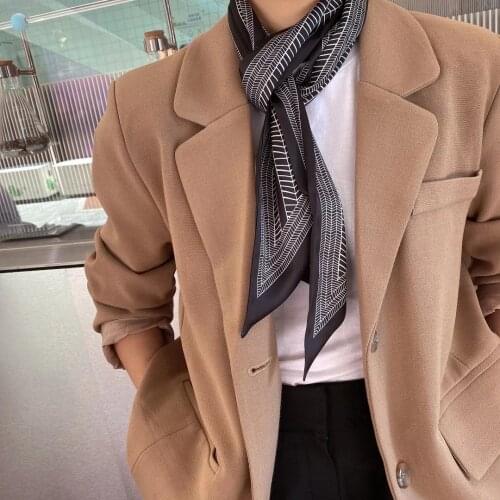 Elegant Small Vintage Skinny immitation silk Collar Scarf women Hair Band Women Head Neck scarves