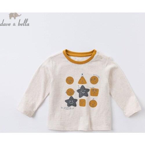 DBA14646 dave bella autumn baby boys handsome cartoon print T-shirt children tops boys fashion kids fashion tees