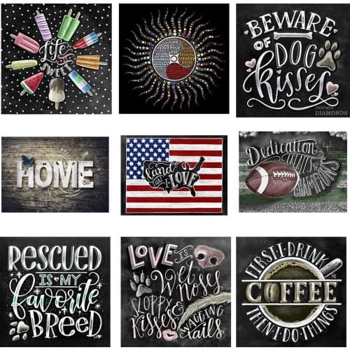 HJMGL 5D DIY Full Drill Diamond Painting Letter Family Rhinestone Cross Stitch Mosaic Diamond Art Home Decor