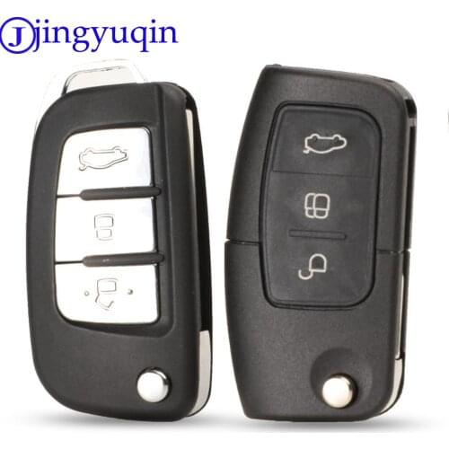 Jingyuqin 3 Buttons Modified Flip Folding Remote Key Shell Case Cover for Ford Mondeo Focus Fiesta S-MAX FOB Key Cover