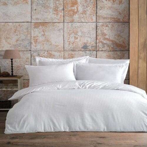White Cotton Satin Double Duvet Cover Set Sheet and pillowcase made in turkish