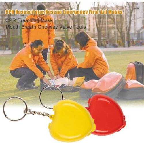 1PCS New Protective CPR Masks Mini Portable KeyChain Mouth To Mouth Rescue Shields In Heart Box Red Cpr Face Mask First Aid Kit