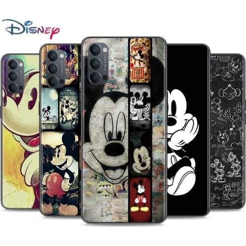 Mickey Mouse Soft Black Silicone Cover For OPPO Reno 5 Pro+ 3 4 Lite F SE Z Pro 4G 5G Phone Case Shell