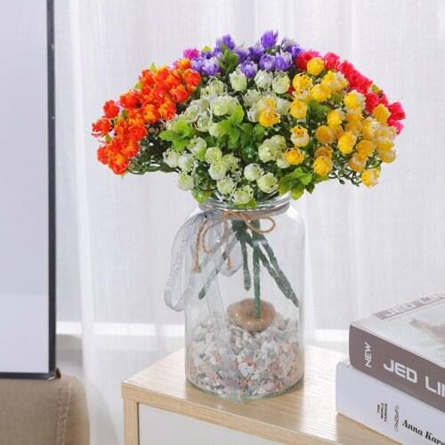 Milan Head Little Rose Bunch of Artificial Flowers Outdoor Arrangement Plastic Flower Home Dining Room Living Room